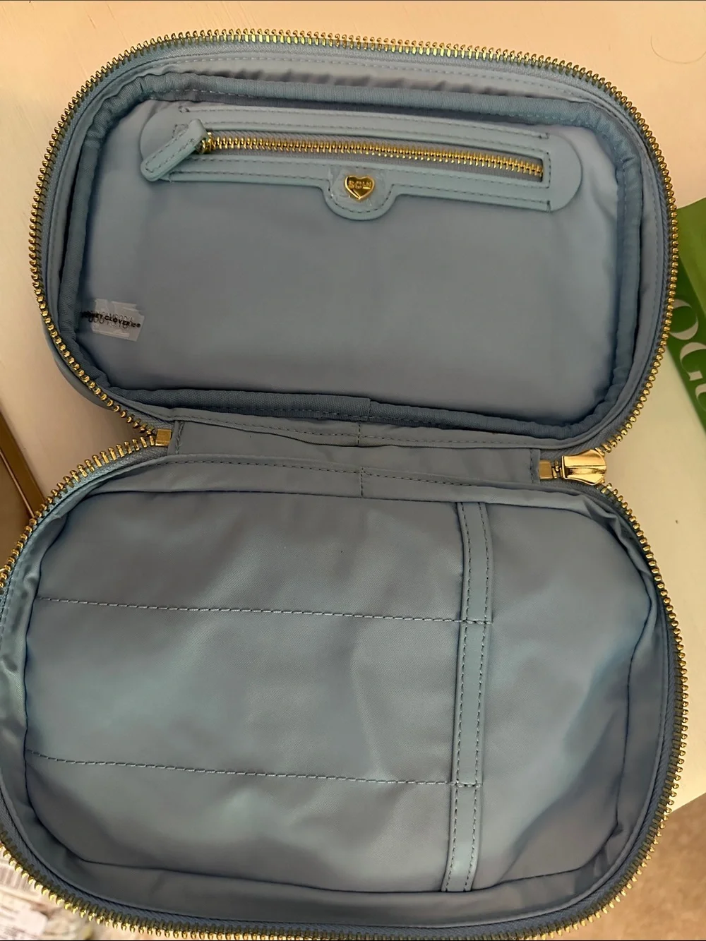 Stoney Clover Lane Double Zip Pouch in Periwinkle with Gold Hardware